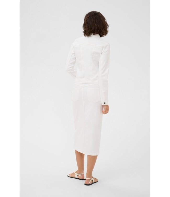 KAFFE Dames denim rok KAzelina Chalk – witte midi rok met hoge taille en split