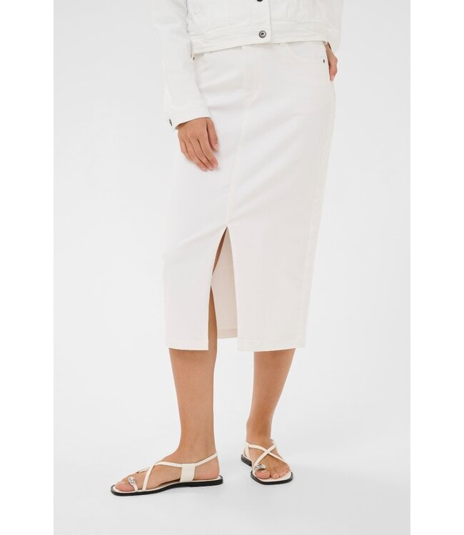 KAFFE Dames denim rok KAzelina Chalk – witte midi rok met hoge taille en split
