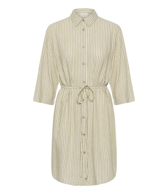 KAFFE KAmilia dames hemdkleedje in Chinchilla Chalk Stripe met taillekoord en knoopsluiting