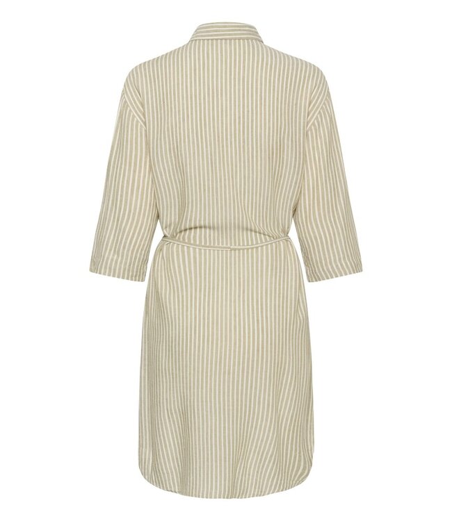 KAFFE KAmilia dames hemdkleedje in Chinchilla Chalk Stripe met taillekoord en knoopsluiting
