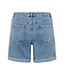 KAFFE KAvilma dames Denim Shorts Washed Blue met stretch en omgeplooide zoom