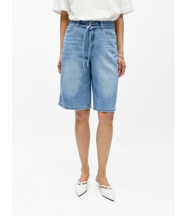 Object OBJROSIE Denim Long Shorts Light Blue – Dames knielange denim short
