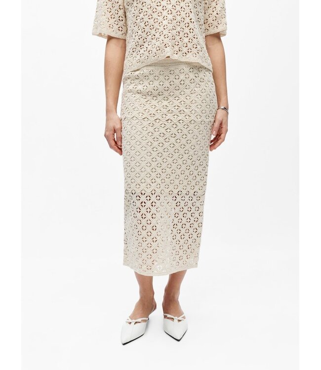 Object OBJMASI Knit Long Skirt Birch – Dames crochet midi rok
