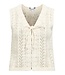 Object OBJJOLIN Knit Top Birch – Dames mouwloze crochet top met strik