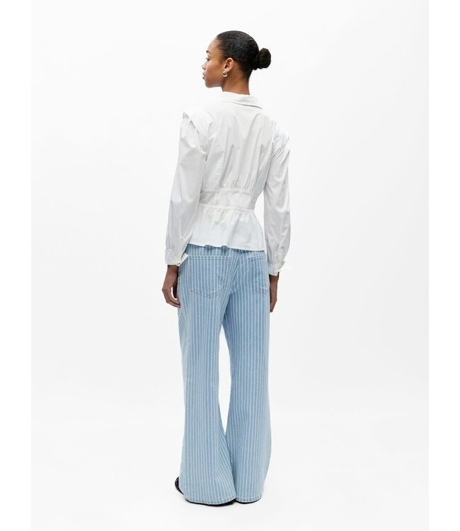 Object Dames wide jeans in lichtblauw denim met verticale strepen en losse pasvorm