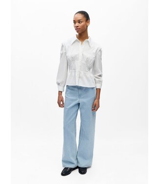 Object OBJSANNI Wide Jeans - Light Blue Denim Stripe