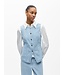 Object Dames denim waistcoat in lichtblauw met verticale strepen en normale pasvorm
