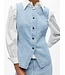 Object Dames denim waistcoat in lichtblauw met verticale strepen en normale pasvorm