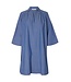 Selected Femme Dames oversized katoenen jurk in donkerblauw met V-hals en 3/4-mouwen