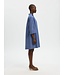 Selected Femme Dames oversized katoenen jurk in donkerblauw met V-hals en 3/4-mouwen