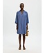 Selected Femme Dames oversized katoenen jurk in donkerblauw met V-hals en 3/4-mouwen