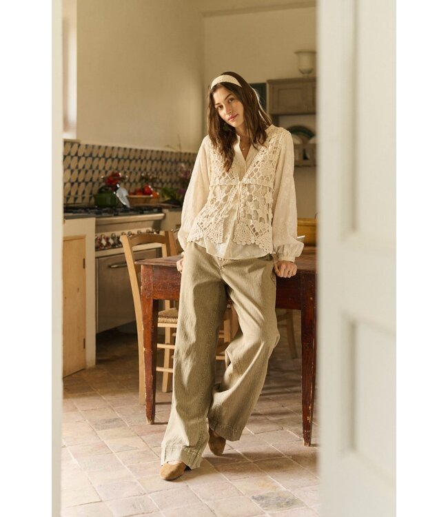 CREAM CRLotu Vest Perfectly Pale - Dames crochet vest met strik