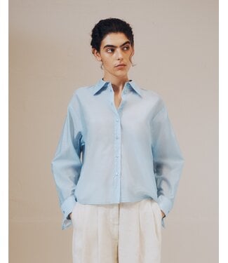 Selected Femme SLFIRIS relaxed Tie Detail Shirt - Dusty Blue