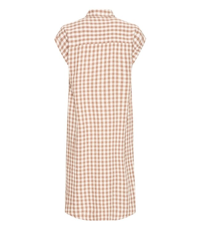 b.young BYFALAKKA dames jurk met ruitjesprint Woodsmoke Check luchtige midi shirt dress