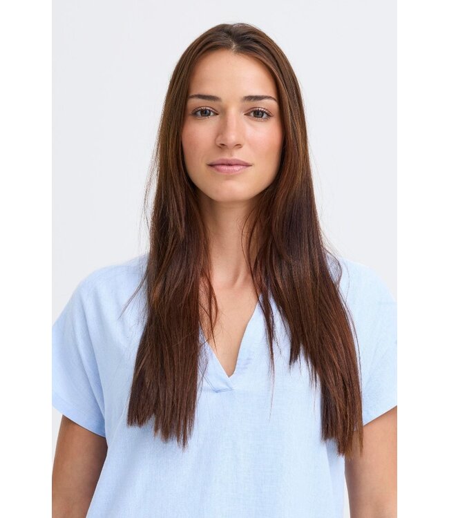 b.young BYFALAKKA dames jurk Windsurfer linnenmix V-hals jurk met korte mouwen