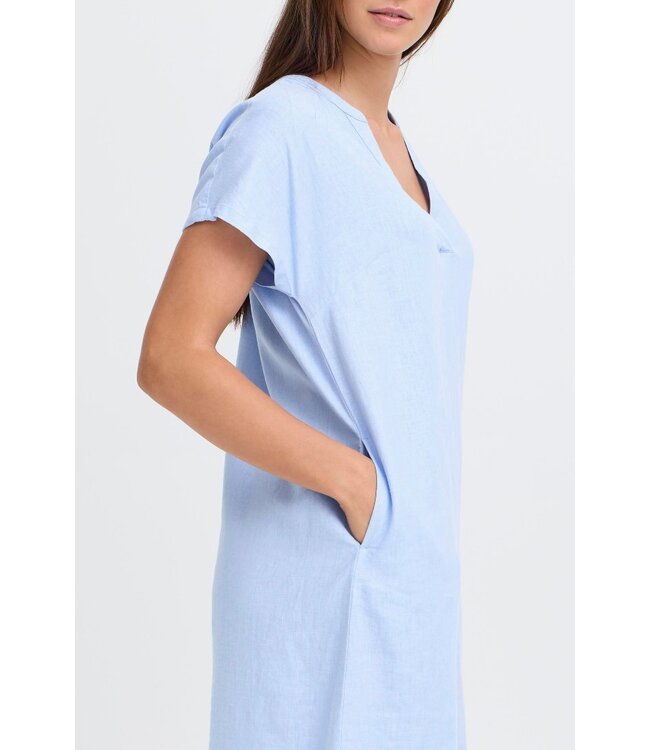 b.young BYFALAKKA dames jurk Windsurfer linnenmix V-hals jurk met korte mouwen