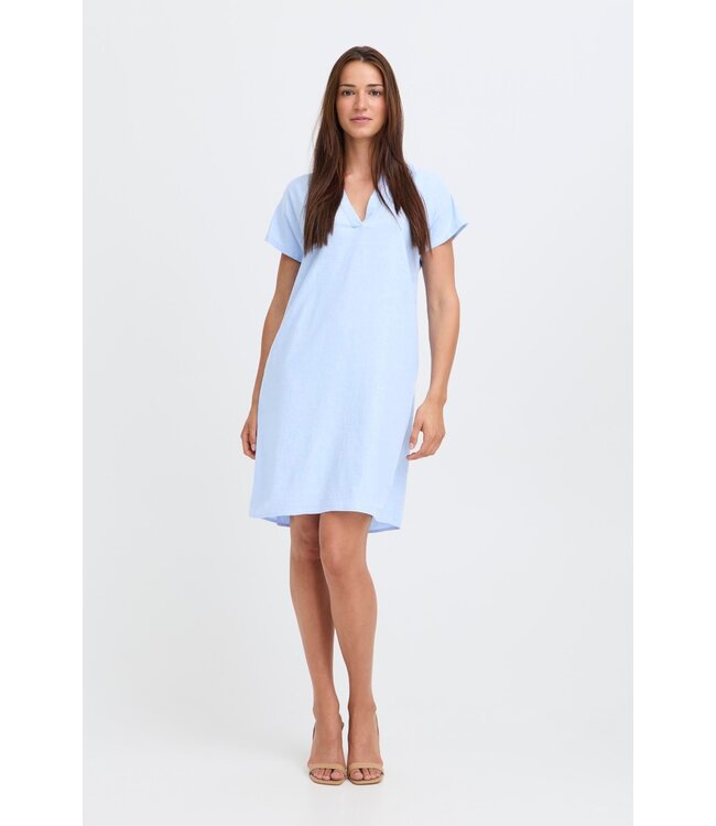 b.young BYFALAKKA dames jurk Windsurfer linnenmix V-hals jurk met korte mouwen