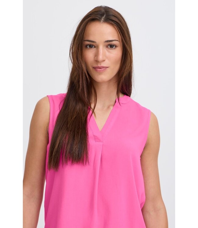 b.young BYMMJOELLA dames top Raspberry Rose mouwloze blouse V-hals ECOVERO viscose