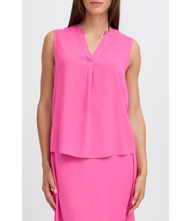 b.young BYMMJOELLA dames top Raspberry Rose mouwloze blouse V-hals ECOVERO viscose