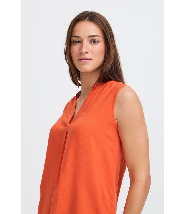 b.young BYMMJOELLA dames top Fiesta oranje mouwloze blouse V-hals ECOVERO viscose