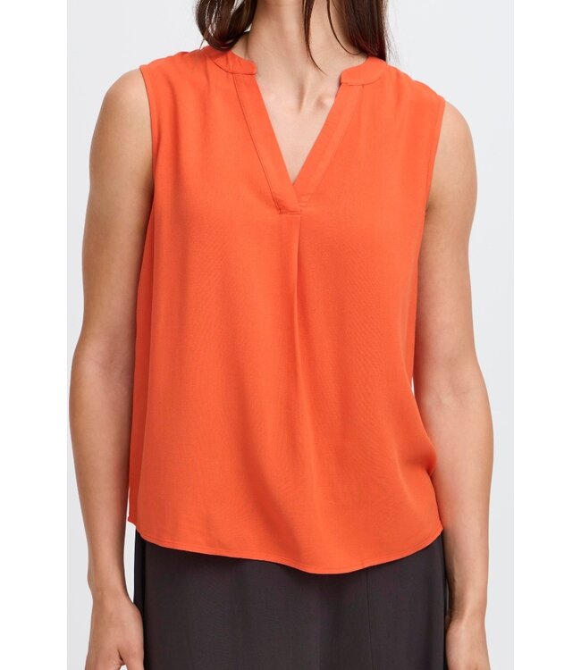 b.young BYMMJOELLA dames top Fiesta oranje mouwloze blouse V-hals ECOVERO viscose