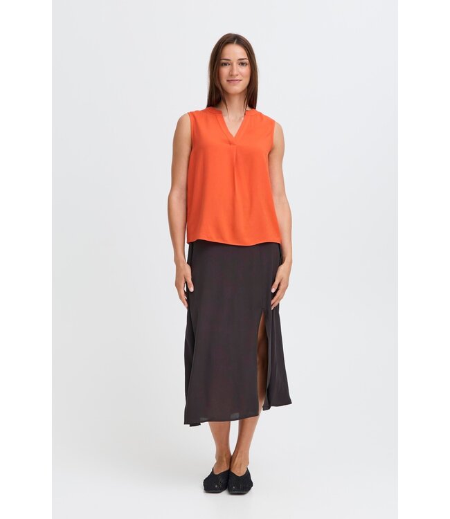 b.young BYMMJOELLA dames top Fiesta oranje mouwloze blouse V-hals ECOVERO viscose