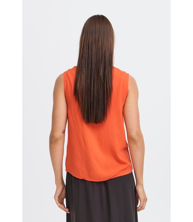 b.young BYMMJOELLA dames top Fiesta oranje mouwloze blouse V-hals ECOVERO viscose