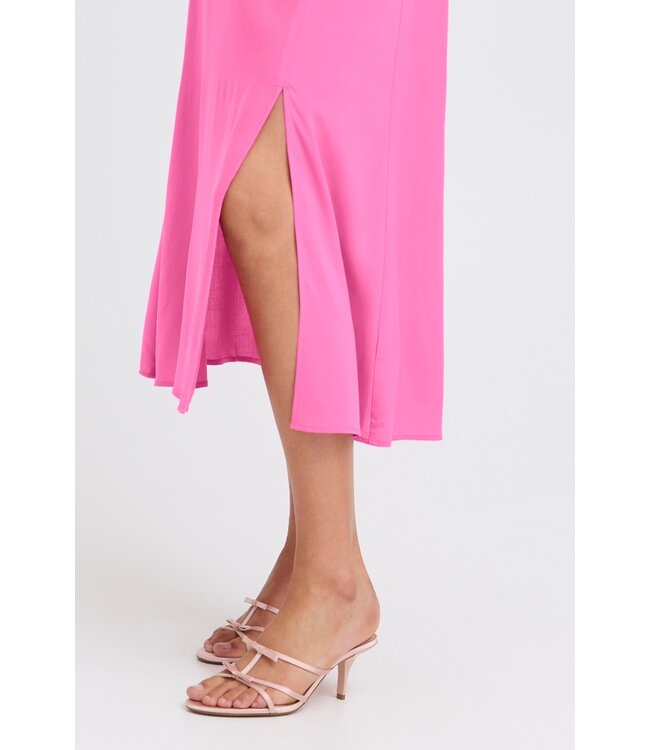 b.young BYMMJOELLA dames midi rok Raspberry Rose roze A-lijn ECOVERO viscose