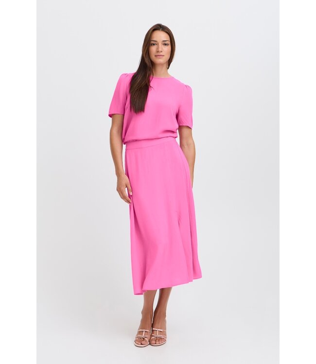 b.young BYMMJOELLA dames midi rok Raspberry Rose roze A-lijn ECOVERO viscose