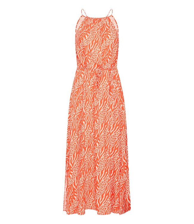 b.young BYMMJOELLA dames maxi jurk met Nature Vibes Fiesta oranje print