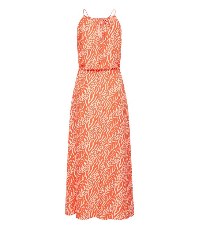 b.young BYMMJOELLA dames maxi jurk met Nature Vibes Fiesta oranje print