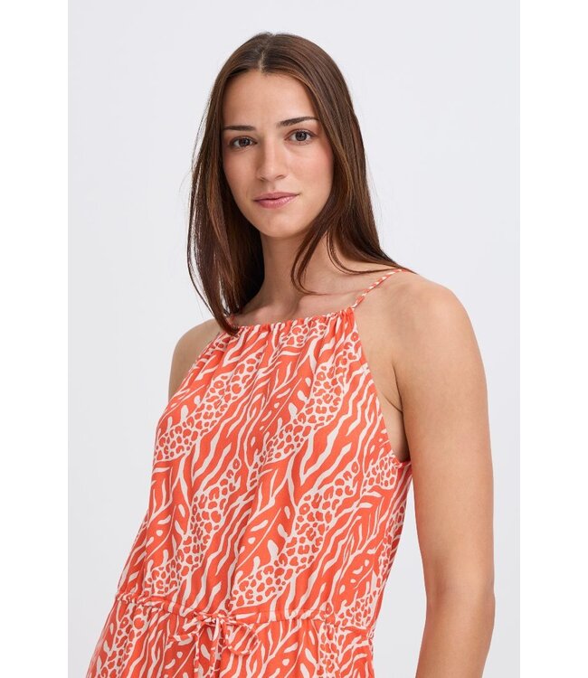 b.young BYMMJOELLA dames maxi jurk met Nature Vibes Fiesta oranje print