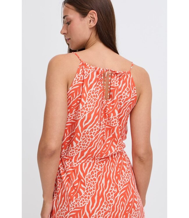 b.young BYMMJOELLA dames maxi jurk met Nature Vibes Fiesta oranje print