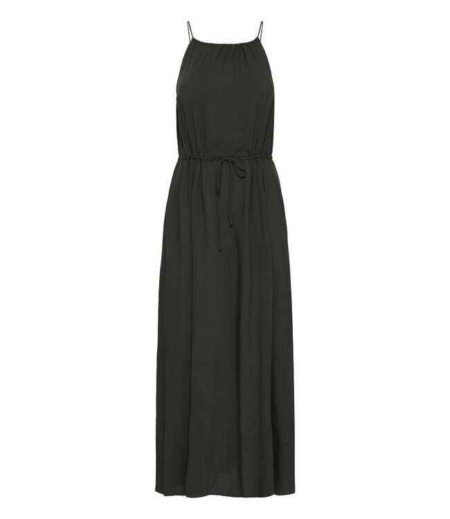 b.young BYMMJOELLA Slip Dress Meteorite - Dames maxi jurk in zwart met fijne bandjes en elegante A-lijn pasvorm