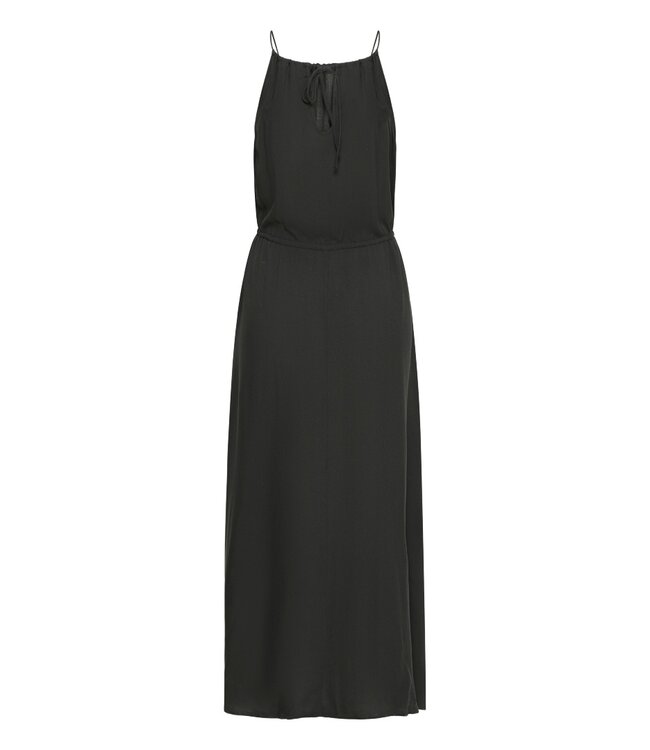 b.young BYMMJOELLA Slip Dress Meteorite - Dames maxi jurk in zwart met fijne bandjes en elegante A-lijn pasvorm