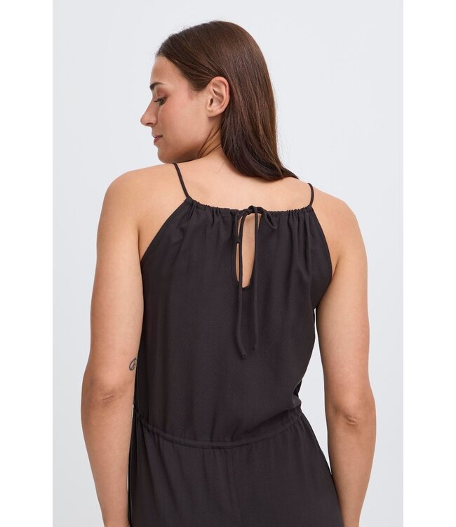 b.young BYMMJOELLA Slip Dress Meteorite - Dames maxi jurk in zwart met fijne bandjes en elegante A-lijn pasvorm