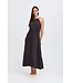 b.young BYMMJOELLA Slip Dress Meteorite - Dames maxi jurk in zwart met fijne bandjes en elegante A-lijn pasvorm