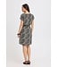 b.young BYMMJOELLA O-Neck Dress Dames jurk met zwart-witte print en korte kapmouwen