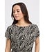 b.young BYMMJOELLA O-Neck Dress Dames jurk met zwart-witte print en korte kapmouwen
