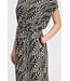 b.young BYMMJOELLA O-Neck Dress Dames jurk met zwart-witte print en korte kapmouwen