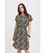 b.young BYMMJOELLA O-Neck Dress Dames jurk met zwart-witte print en korte kapmouwen