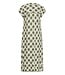 b.young BYMMJOELLA Dress 3 - Dames midi jurk met groen-beige print en korte kapmouwen