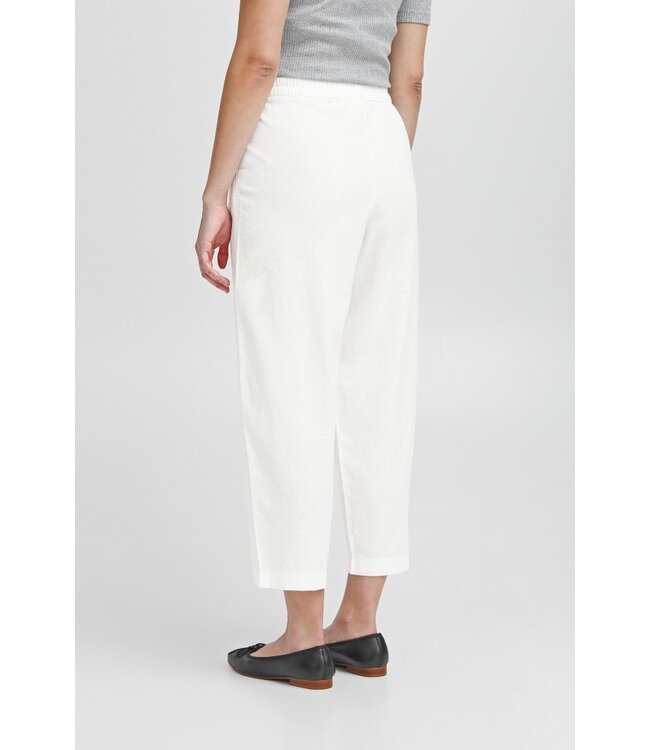 ICHI IHLINNO Barrel Pant - Dames witte broek met barrel fit en elastische taille in luchtige linnenmix