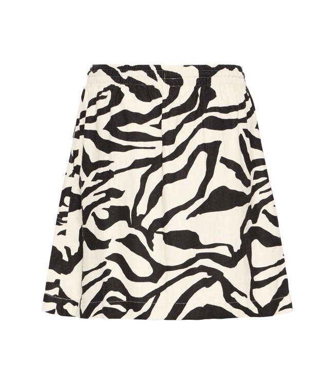 ICHI IHLINNO Skirt - Korte dames rok met dierenprint en elastische taille in luchtige linnenmix