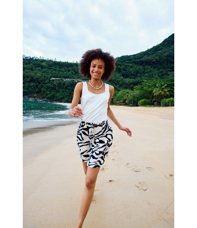 ICHI IHLINNO Skirt - Korte dames rok met dierenprint en elastische taille in luchtige linnenmix