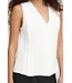 ICHI IHLINNO Top 4 - Mouwloze dames top in linnenmix met V-hals en knoopsluiting in frisse witte tint