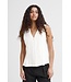 ICHI IHLINNO Top 4 - Mouwloze dames top in linnenmix met V-hals en knoopsluiting in frisse witte tint