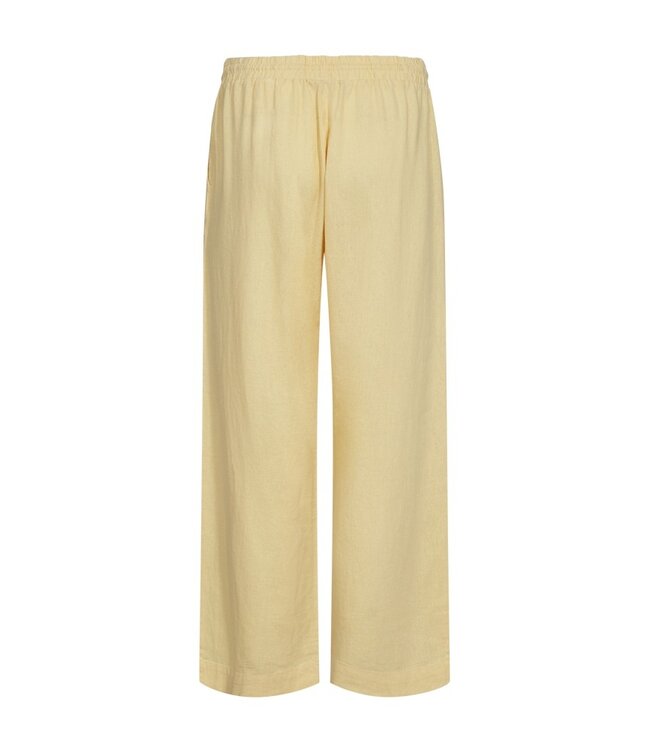 Freequent FQLAVA Ankle Pant Golden Haze - Enkellange dames broek in linnenmix in een zachte gele tint