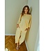 Freequent FQLAVA Ankle Pant Golden Haze - Enkellange dames broek in linnenmix in een zachte gele tint