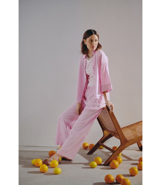 Freequent FQLAVA Ankle Pant Sweet Lilac - Enkellange dames broek in roze linnenmix